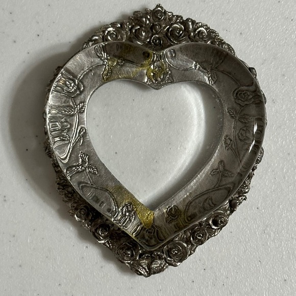Metzke Other - Metzke Rose Floral Heart Picture Frame Pewter VTG 1989 Silver Tone Paperweight